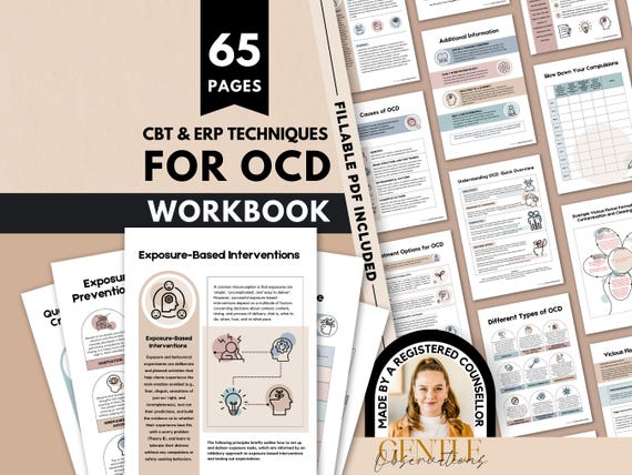 OCD Workbook, CBT Worksheets, Exposure Therapy Tools (Digital Download)