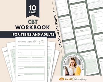 Fillable CBT Worksheets, Therapy Worksheets, Anxiety Relief, Therapy Sheets, Psychology Tool, Therapy Office Forms, CBT Workbook, LMFT Tool