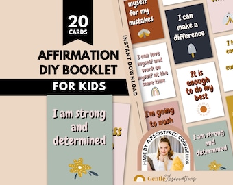 Daily Positive Affirmations Pocket Book for Kids, Growth Mindset Coping Skills Therapy Technique for Emotional Regulation for Kids, SEL, CBT