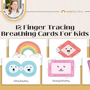 Tarjetas de respiración con trazado de dedos para niños, con atención plena, para desarrollar habilidades de afrontamiento y calma, para consejeros escolares, para fomentar una mentalidad de crecimiento y aliviar la ansiedad.