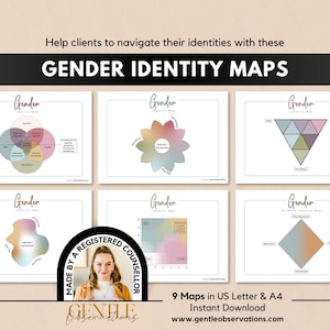 Gender Identity Maps & Non-Binary Therapy Activity, Gender Expression Worksheets, Inclusive Therapy Practice, Gender Communication Tool