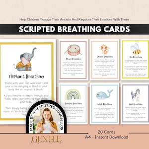Mindfulness Breathing Cards for Kids, Anxiety Relief (Digital Download)