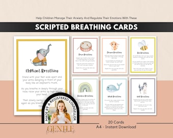 Mindfulness-ademhalingskaarten voor kinderen, angstverlichting (digitale download)