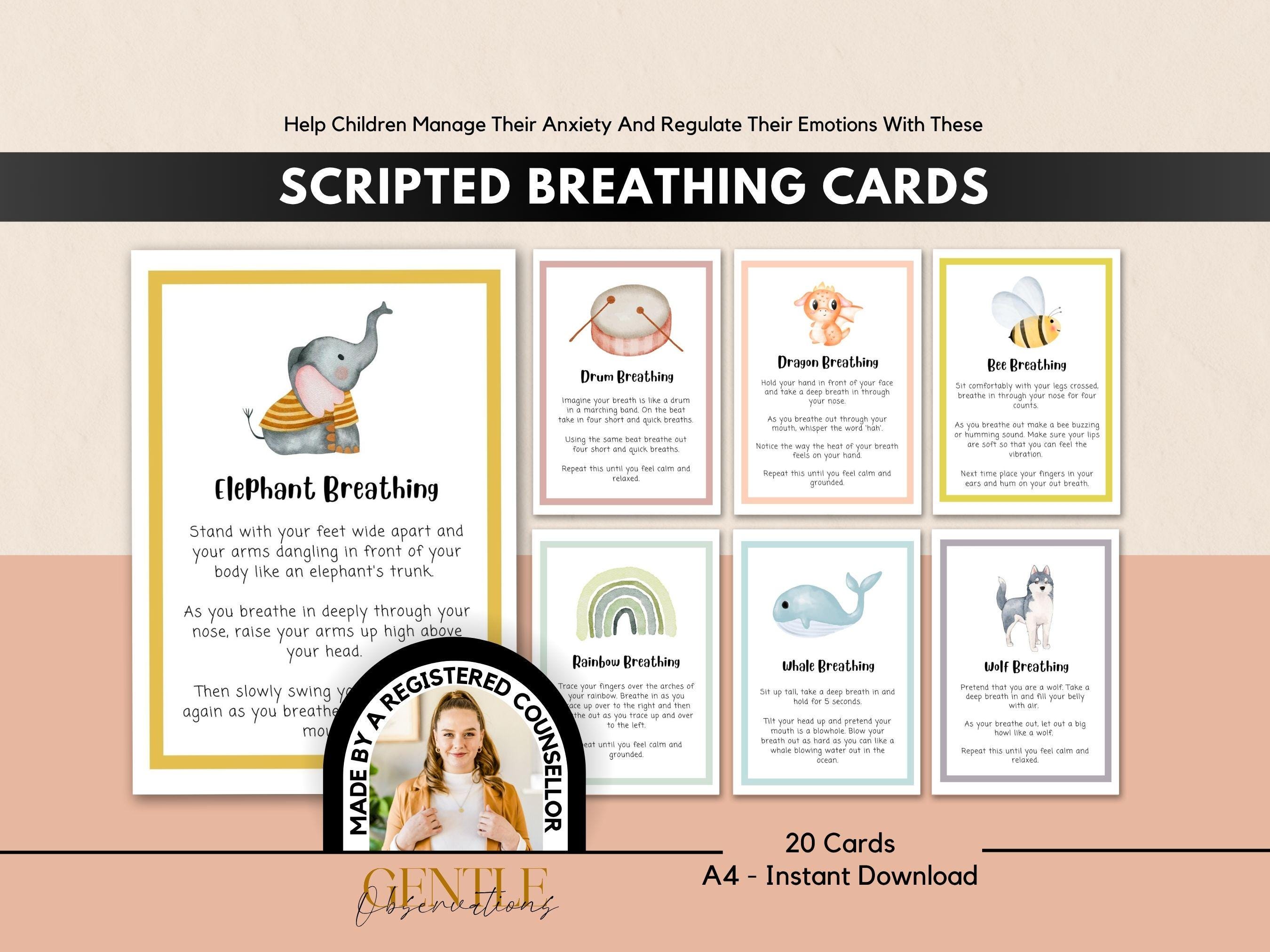 Scripted Mindfulness Breathing Cards for Kids Anxiety Relief Tool for ...