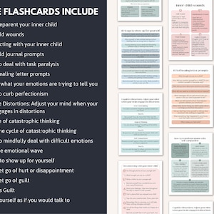 Tarjetas de habilidades para afrontar la depresión, sanación del niño interior, distorsiones cognitivas, habilidades para afrontar la vergüenza, diario de perfeccionismo, terapia cognitivo conductual para la ansiedad. imagen 3