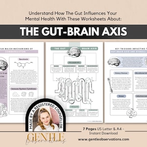 The Gut-Brain Axis - Mind Body Connection Psychoeducation Sheets, Happy Chemicals, Serotonin, Automatic Nervous System, Somatic Therapy Tool