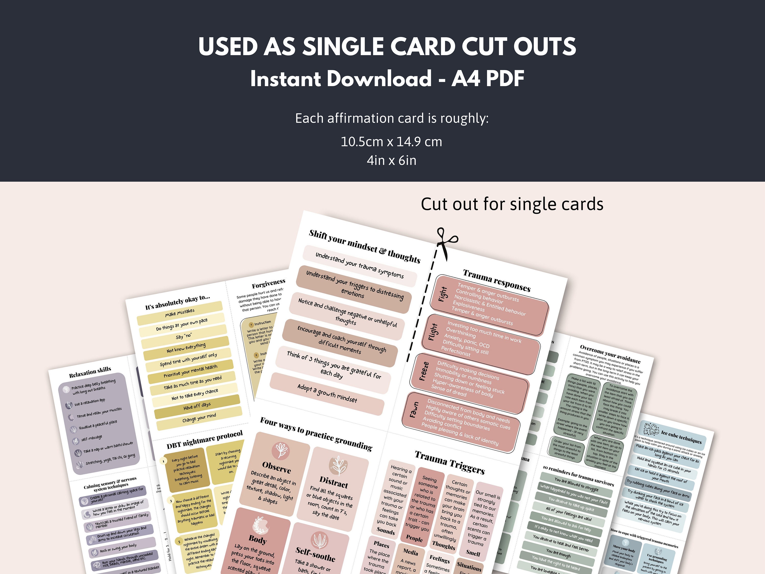 PTSD Trauma Coping Skills Cards DBT Skills Emotional - Etsy