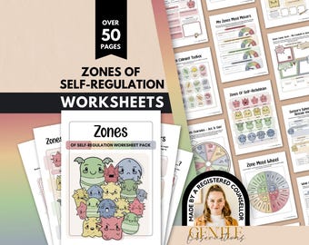 Zones Of Regulation Worksheet Bundle, School Counseling Tool, Emotion Wheel, SEL, Social Emotional Learning, Calm Down Corner, Coping Skills