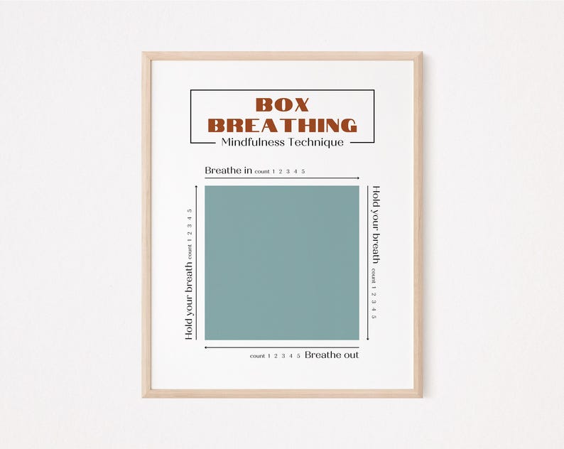 Impression de respiration en boîte, affiche de technique de pleine conscience (téléchargement numérique) image 4