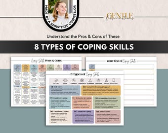 8 Types of Coping Skills Toolkit for Emotional Regulation, Self-Care, PTSD, Depression and Anxiety Relief Coping Skills Therapy Worksheets