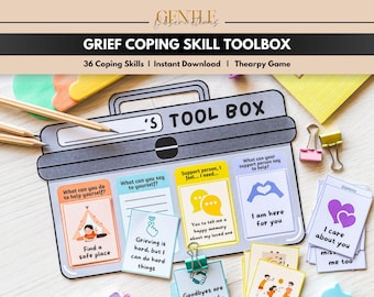 Grief and Loss Toolbox for Kids Grief Coping Skill Cards, Grief Prompts, Grief Affirmations, Grief Worksheets Social Emotional Learning Tool