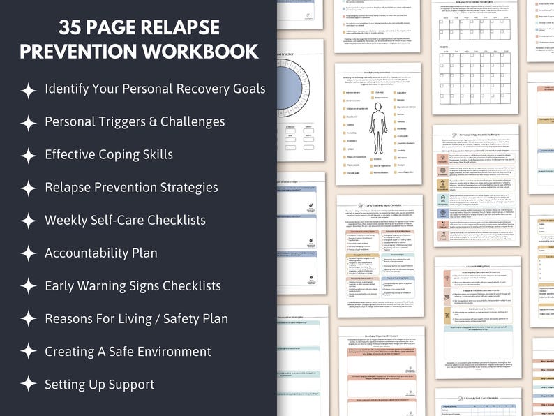 Relapse Prevention Plan Workbook Addiction Recovery Worksheets ...