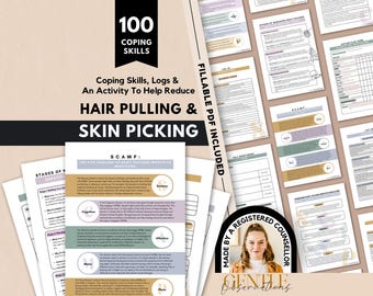 Fiches de travail sur les comportements répétitifs centrés sur le corps pour arracher la peau et s'arracher les cheveux, 100 compétences d'adaptation pour les troubles liés au TOC, la trichotillomanie
