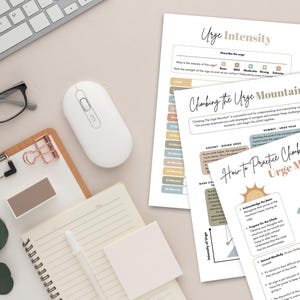 Urge Management Technique for Eating Disorders Recovery & Sobriety and Addictions Counseling, Mental Health Tracker, Counseling Worksheets image 2