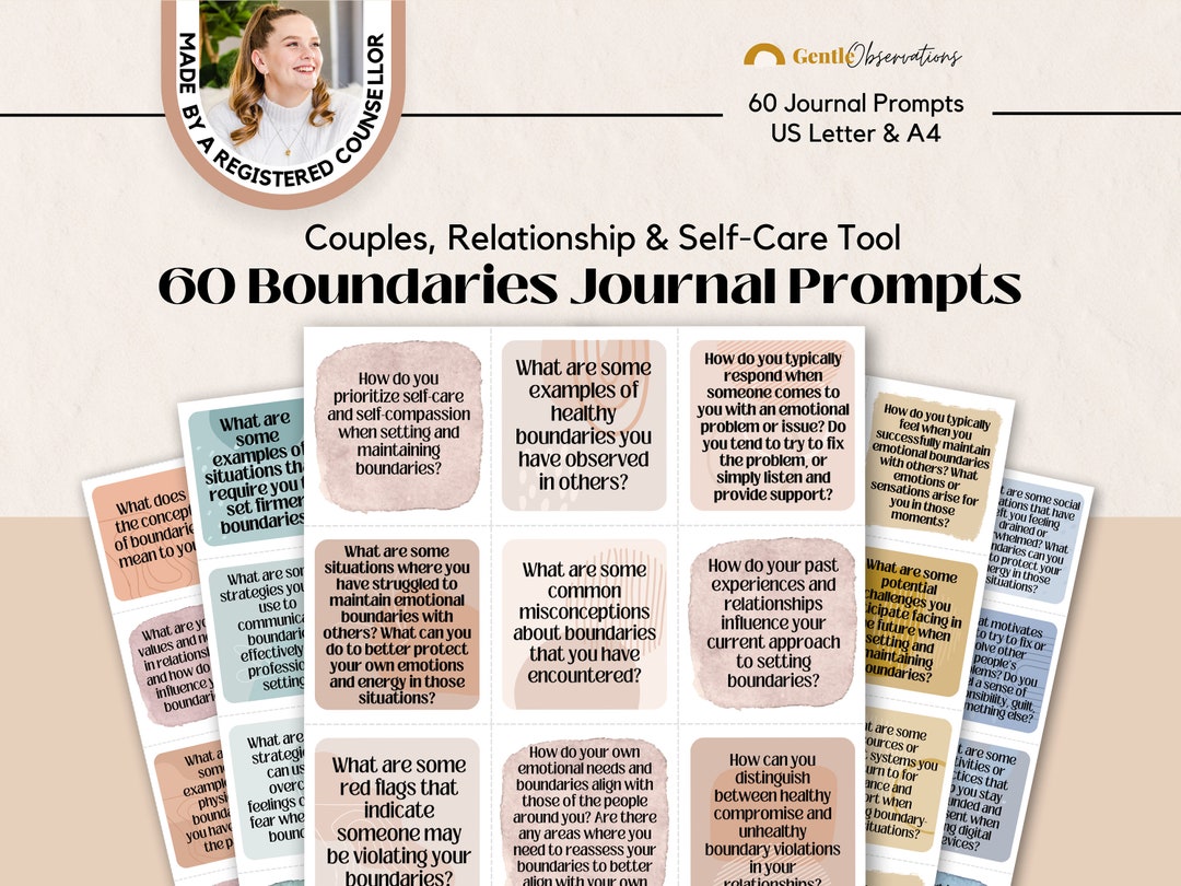 Healthy Boundaries Journal Prompts for Relationships and Mental Health Self Care, Couples