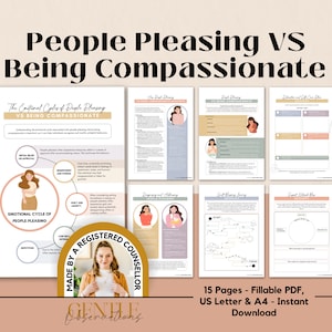 People Pleasing Vs Being Compassionate - Relational Worksheets On Boundaries, Assertiveness, Self-Awareness, Self-Esteem & More