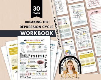 Caderno de Exercícios para Depressão, Planilhas da Espiral da Depressão, Construção de Autoestima, Planilhas de Terapia, Alívio da Ansiedade, TCC, Habilidades de Enfrentamento da TCD, Crescimento