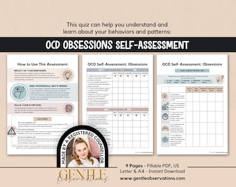 OCD Obsessions Self-Assessment, OCD Worksheets, Obsessive Compulsive Disorder, Intrusive Thoughts, Anxiety Assessment, CBT Magical Thinking