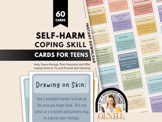 Self-Harm Coping Skill Cards for Teens - Depression and Anxiety Support