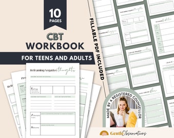 Fillable CBT Worksheets, Therapy Worksheets, Anxiety Relief, Therapy Sheets, Psychology Tool, Therapy Office Forms, CBT Workbook, LMFT Tool