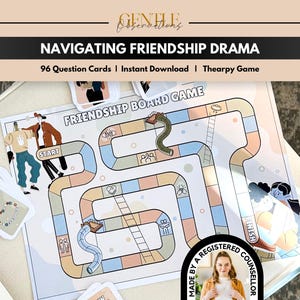Juego de mesa de habilidades sociales y amistad para niños, aprendizaje socioemocional, comunicación asertiva, resolución de conflictos, terapia de grupo y relaciones saludables. imagen 1