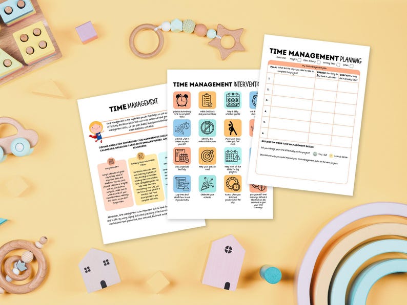 Kids Time Management Worksheets, ADHD Worksheets, ADHD Planner, Executive Functioning Skills, Social-Emotional Learning, School Counselor image 2