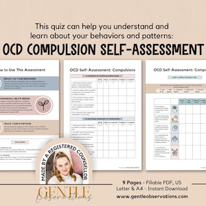 OCD Compulsions Self-Assessment, OCD Worksheets, Obsessive Compulsive Disorder, Intrusive Thoughts, Anxiety Assessment, CBT Magical Thinking