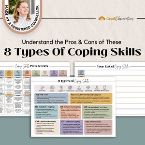 8 Types of Coping Skills Toolkit for Emotional Regulation, Self-Care, PTSD, Depression and Anxiety Relief Coping Skills Therapy Worksheets
