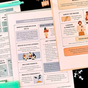 Schede e foglietti riassuntivi per gestire la rabbia, gestione della rabbia per adolescenti e adulti, regolazione emotiva, guarigione dei problemi di rabbia, consapevolezza di sé immagine 13