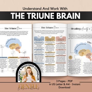 The Triune Brain Model for Healing Anxiety & Trauma Therapy Worksheets ...