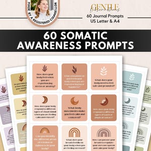 Somatic Awareness Journal Prompts, PTSD Therapy Cards (Digital Download)