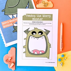 Cuaderno de ejercicios para la ansiedad infantil "El Monstruo de la Preocupación", Cuaderno de ejercicios para la ansiedad infantil en el ámbito de la orientación escolar, Habilidades para afrontar la ansiedad infantil en rincones tranquilos. imagen 6
