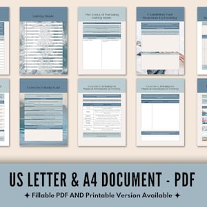 Pu&ograve; includere: Un quaderno di lavoro PDF stampabile con uno sfondo acquerellato blu e bianco. Il quaderno di lavoro include esercizi sulla modalit&agrave; di sicurezza, l'accettazione delle sensazioni corporee, l'esame della tua reazione all'ansia e altro ancora.