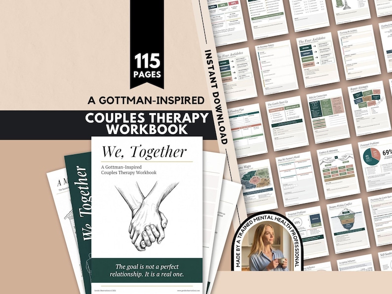 Gottman Method Couples Therapy Workbook, Relationship Counseling Printable, Marriage Communication and Conflict Resolution Tool image 1