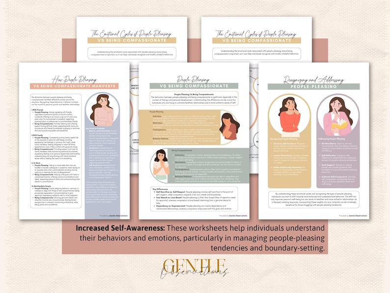 People Pleasing Vs Being Compassionate - Relational Worksheets On Boundaries, Assertiveness, Self-Awareness, Self-Esteem & More image 4