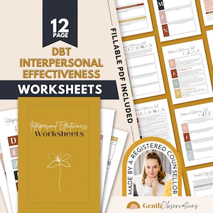 DBT Workbook, Interpersonal Effectiveness Worksheets, BPD Worksheets, Anxiety Relief, Personal Boundaries, Communication Tools, Couples Aid