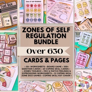 Zones of Regulation, Self Regulation Kids, School Counseling Resources, Bundle, Social Emotional Learning, Emotions Wheel, Calm Down Corner