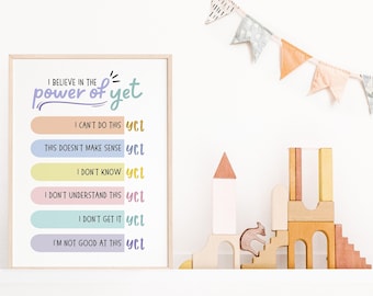 Power of Yet Poster, Growth Mindset Classroom Decor (Digital Download)