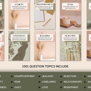 1001 preguntas para el diario de procesamiento emocional, preguntas de terapia, libro electrónico para el alivio de la ansiedad, cuaderno de ejercicios de preguntas reflexivas sobre salud mental imagen 5