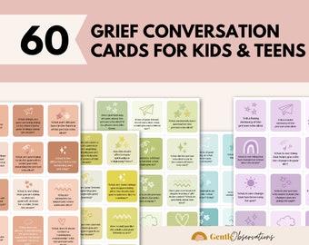 Grief Conversation Cards for Kids and Teens, Grief Question Cards, Grief and Loss Prompts, Grief Care Package, Kids Bereavement Cards, SEL