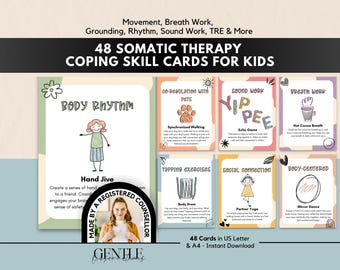 Tarjetas de afrontamiento de terapia somática para niños: regulación emocional (descarga digital)