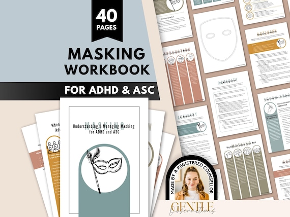 Masking Workbook for ADHD & ASC Teens and Adults, Autism Workbook, ADHD Workbook, Autism Worksheets, Teen Therapy, Group Therapy Activities