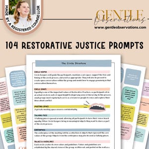 スクールカウンセラーのための修復サークルの質問とプロンプト、紛争解決、SELコミュニケーションツール、クラスマネジメント、成長マインドセット