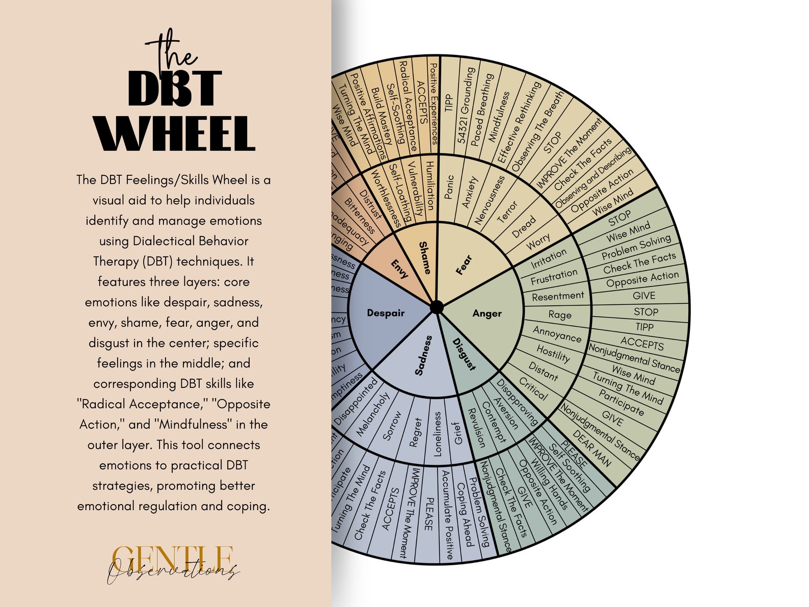 DBT Skills & Feelings Wheel: DBT Skills Cheat Sheet Feelings Wheel ...