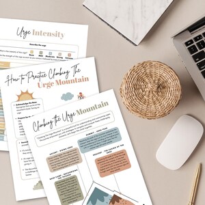 Urge Management Technique for Eating Disorders Recovery & Sobriety and Addictions Counseling, Mental Health Tracker, Counseling Worksheets image 4