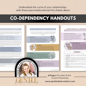 Co-Dependency Psychoeducation Handouts, Setting Healthy Boundaries for Relationship Addiction, Self-Awareness Sheets for Independence