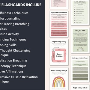 Anxiety, Depression, PTSD/Trauma and Kids Coping Skills Cards Bundle, DBT Skills, CBT Techniques, Breathing Scripts, Cognitive Distortions image 3