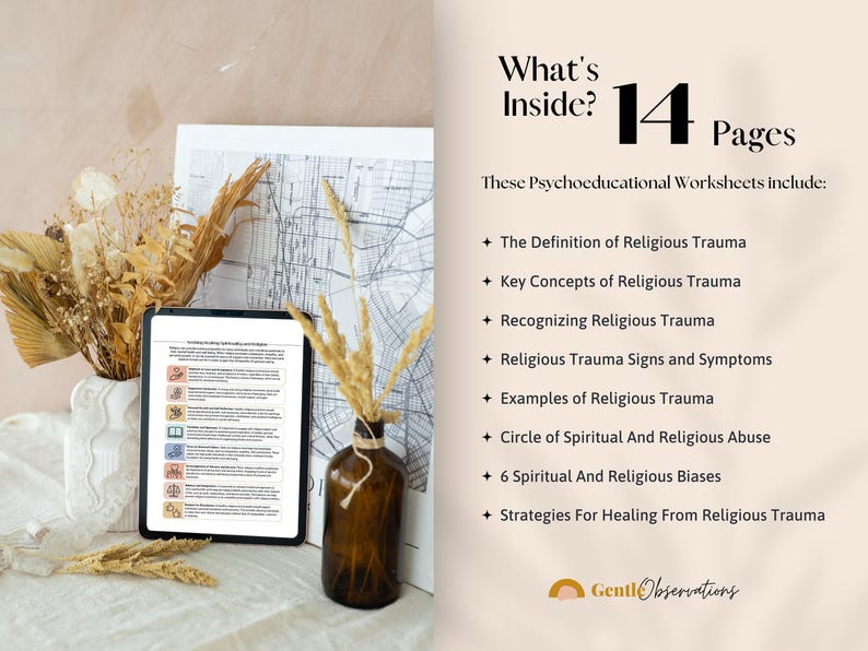 Hojas de trabajo educativas sobre trauma religioso y preguntas de reflexión, habilidades para afrontar el trauma, hojas de trabajo sobre terapia para el trauma, rueda de poder y control imagen 2
