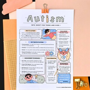 Autism Info Sheets for Kids & Teens, Psychoeducation Autism Worksheets, Neurodivergent Resource, ASC Worksheet, Autism Spectrum Condition image 6