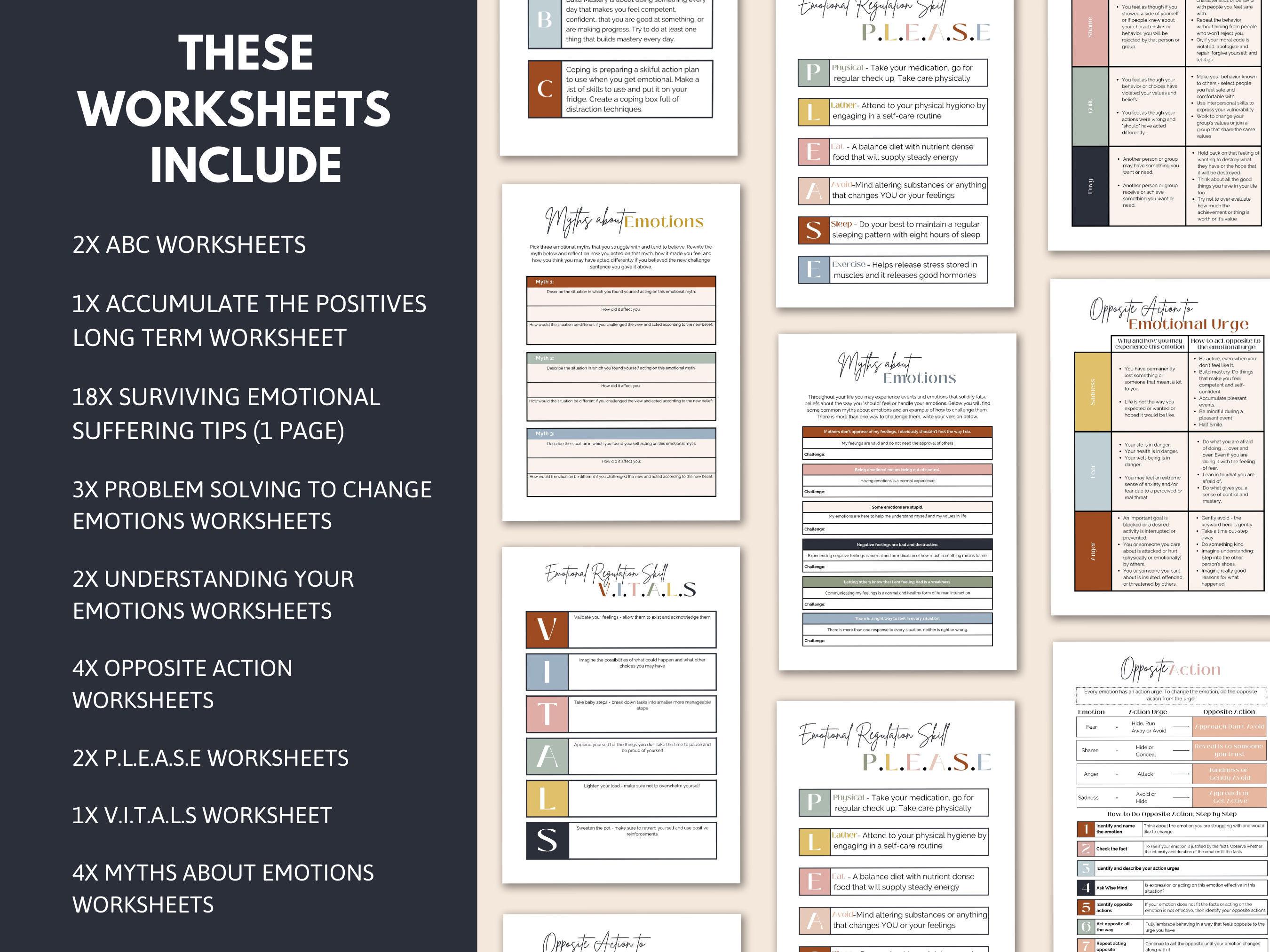 Buy DBT Emotional Regulation Worksheets, Therapy Skills (fillable PDF ...